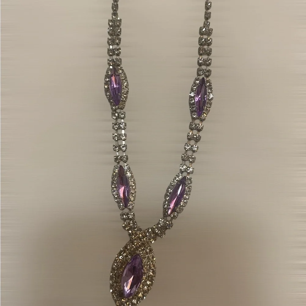 Elegant Vibrant Colors Crystal Pendant Necklace & Earrings Set of 4